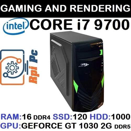 کیس گیمینگ و رندرینگ آکبند اسمبل شده Rpi Pc با پردازشگر Core i7 نسل نهم گرافیک GEFORCE 1030 2G DDR5 رم 16DDR4