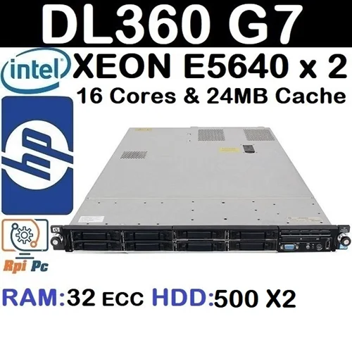 سرور استوک وارداتی DL 360 G7 با دو پردازشگر XEON E5640 با 16 هسته 24 مگابایت کش رم32 هارد 500G x2