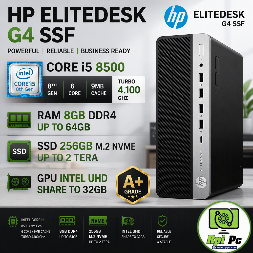 مینی کیس  استوک G4اچ پی  Core i5نسل هشتم      USED MINI CASE HP ELITEDESK G4 /CPU Core i5 8500/ RAM8/ SSD 256 M2 NVME