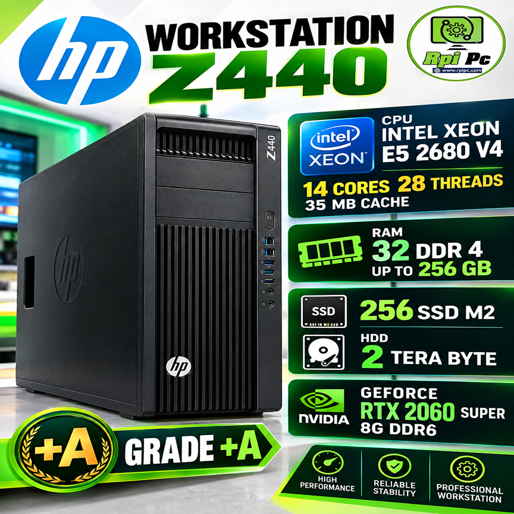 ورک استیشن استوک اچ پیUSED STOCK   HP WORKSTATION Z440/CPU INTEL XEON E5 2680 V4/RAM32 /SSD256 M2/2TB HDD/GPU RTX 2060 SUPER 8G DDR6