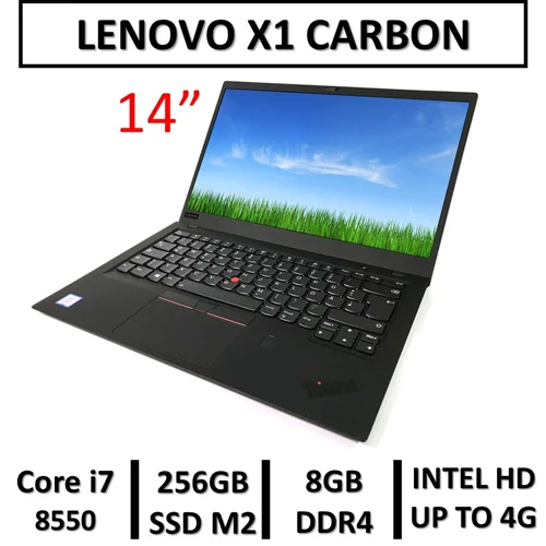 لپ تاپ استوک لنوو مدل LAPTOP LENOVO THINKPAD X1 CARBON | INTEL Core i7-8550U | 8GB RAM | 256GB SSD M2 | 14'' HD