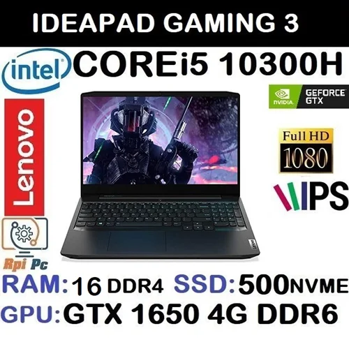 لپ تاپ استوک وارداتی گیمینگ  LENOVO IDEAPAD GAMING 3  با پردازشگر CORE i5 10300H رم16DDR4 هارد500NVME گرافیک GTX 1650 4G DDR6