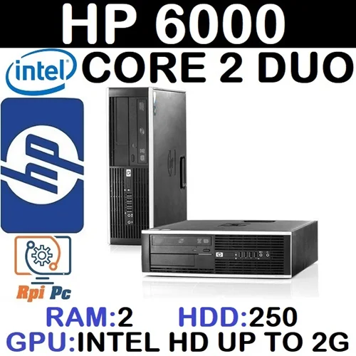 کیس استوک وارداتی HP 6000 با پردازشگر Core 2 DUO رم 2DDR3 هارد 250 گرافیک اینتل مجتمع 2G