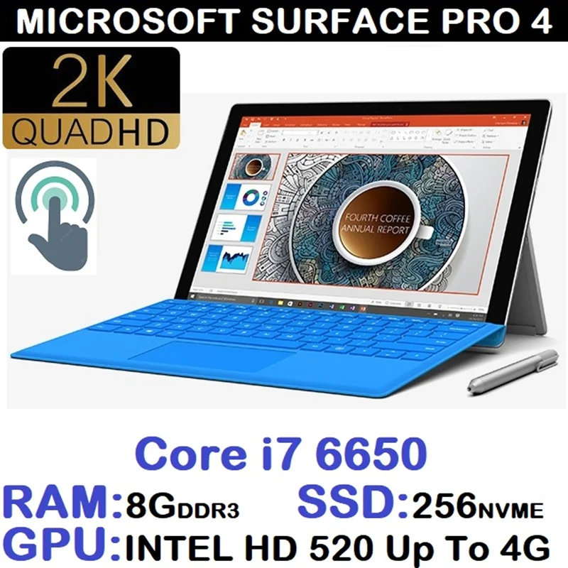 لپ تاپ استوک مایکروسافت سرفیس Microsoft Surface Pro 4 | Core i7-6650 | RAM 8 | SSD 256