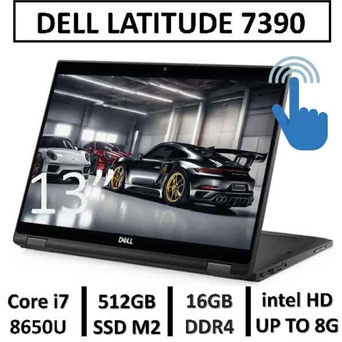 لپ تاپ دل لمسی تبلتشو چرخشی استوک LAPTOP DELL LATITUDE 7390 TOUCH | Core i7 8650U |  16GB RAM | 512GB SSD