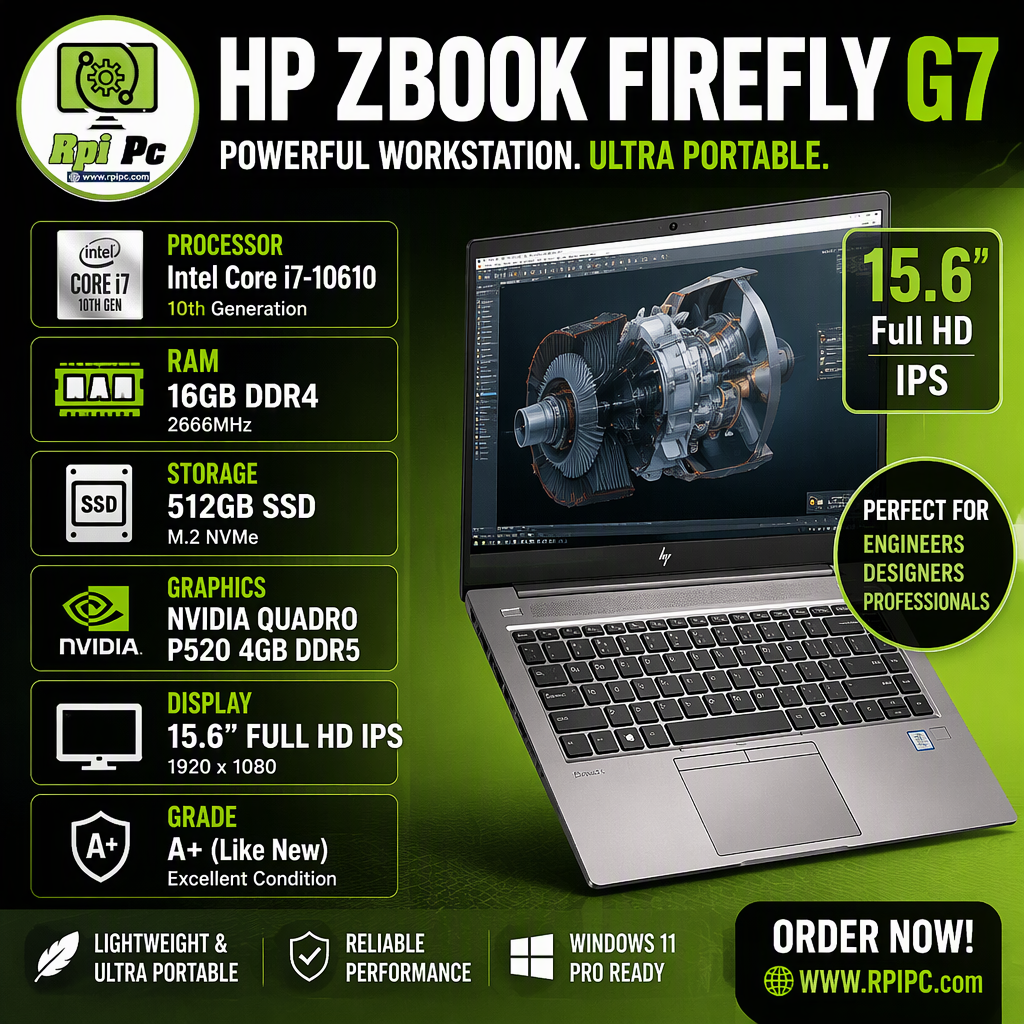 لپ تاپ اچ پی استوک ورک استیشن زدبوک فایر فلای نسل 10 USED LAPTOP STOCK HP ZBOOK FIREFLY G7  i7 10610/RAM 16/SSD 512G M2/NVIDIA QUADRO P520 4G