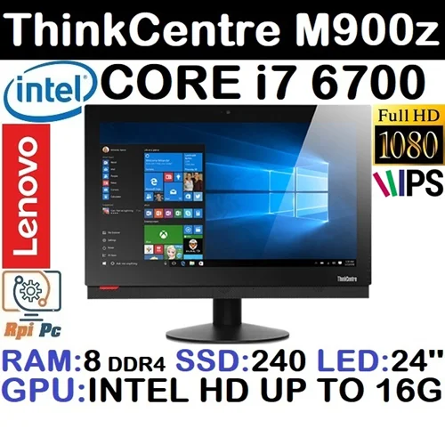 آل این وان استوک وارداتی لنوو 24 اینچ مدل LENOVO ThinkCentre M900z با کیفیت FULL HD با پردازشگر CORE i7 نسل6 رم8DDR4 گرافیک اینتل مجتمع 16G