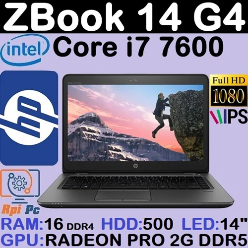 لپ تاپ استوک اچ پی زد بوک LAPTOP HP ZBOOK 14 G4 | Core i7-7600 | RAM 16 | HDD 500G | Radeon Pro 2G