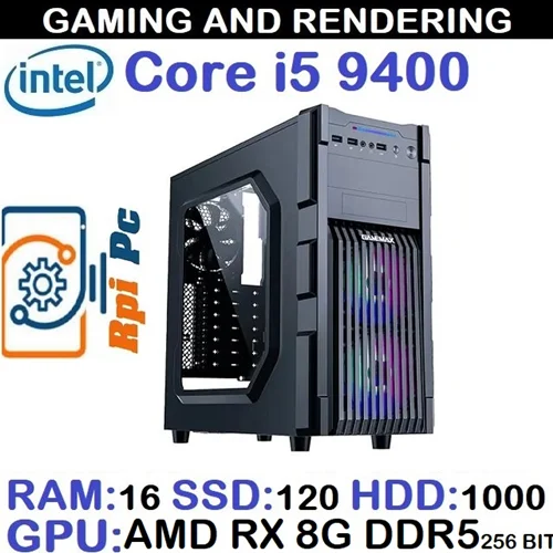 سیستم گیمینگ رندرینگ آکبند یکسال گارانتیGAMING PC CORE i5 9400 | RAM 16 گرافیک 8G DDR5