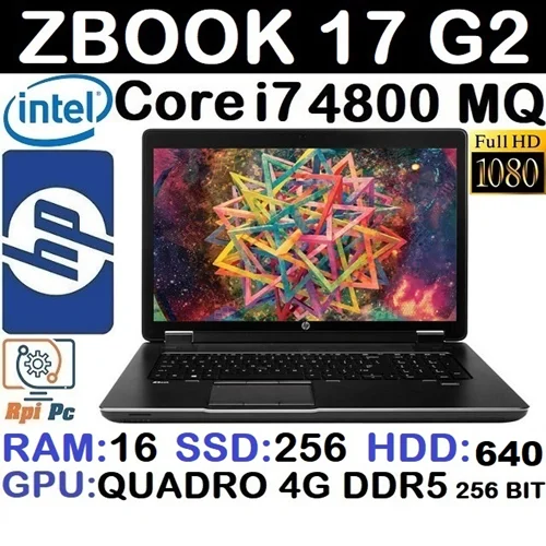 لپ تاپ استوک وارداتی 	HP ZBOOK 17 G2 با پردازشگر Core i7 4800MQ نسل چهارم رم 16DDR3 گرافیک QUADRO 4G DDR5