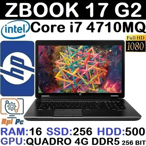 لپ تاپ استوک اچ پی HP ZBook 17 G2 | Core i7-4710MQ | RAM 16 | SSD 256 + HDD 500 | Quadro 4G DDR5
