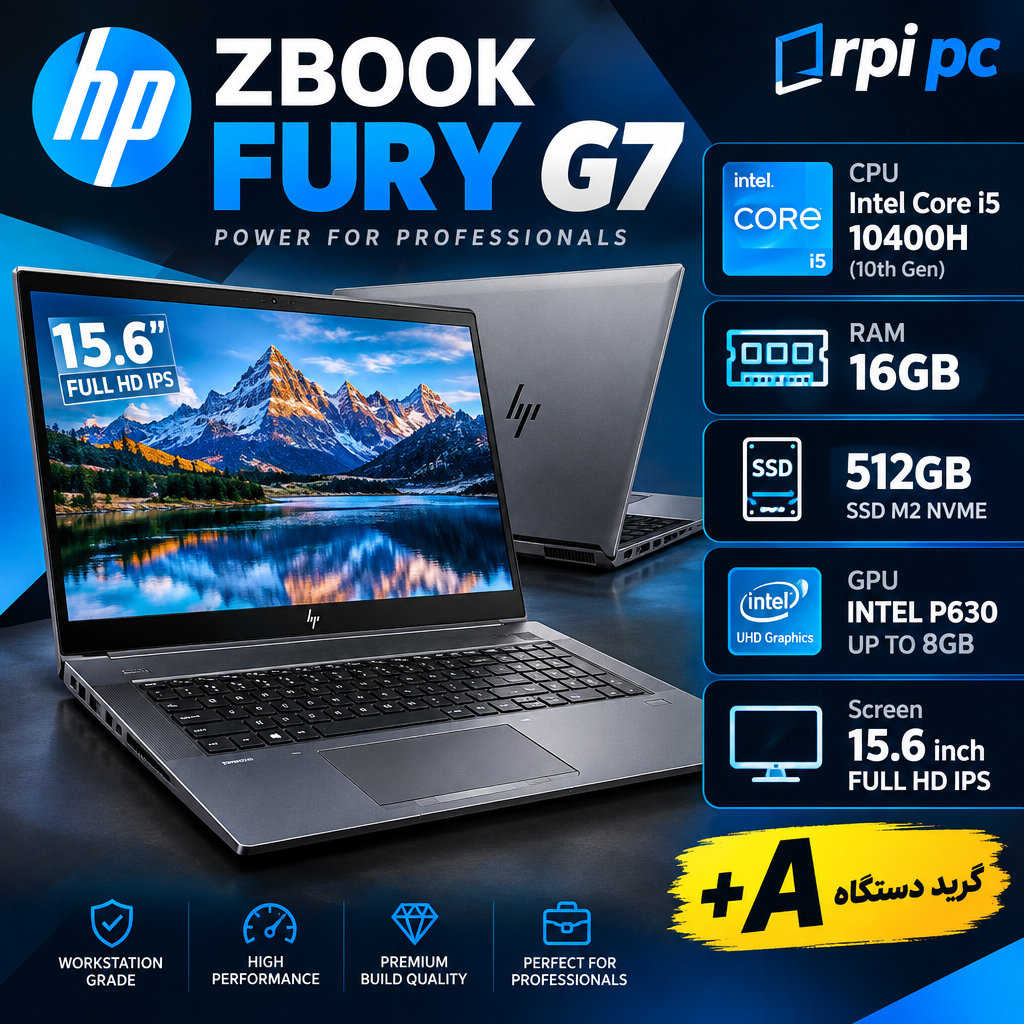 لپ تاپ اچ پی استوک ورک استیشن زدبوک فیوری نسل 10 USED LAPTOP STOCK HP ZBOOK FURY G7  i5 10400H/RAM 16/SSD 512G M2/GPU INTEL P620