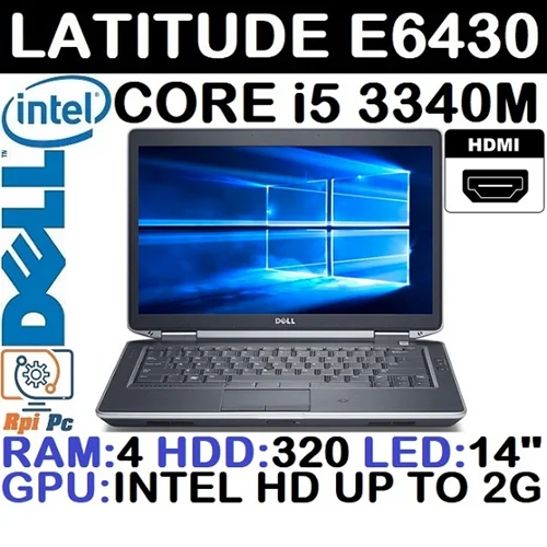 لپ تاپ استوک وارداتی DELL LATITUDE E6430 با پردازشگر Core i5 نسل سوم رم4 هارد320 گرافیک اینتل مجتمع 2G