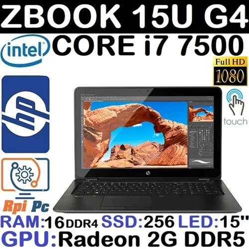 لپ تاپ استوک وارداتی HP ZBOOK 15U G4 با پردازشگر Core i7 نسل 7 رم16DDR4 گرافیک RADEON 2G DDR5 لمسی