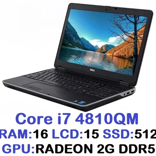 لپ تاپ استوک وارداتی DELL LATITUDE E6540 با پردازشگر Core i7 4810MQ نسل چهارم رم 16DDR3 گرافیک AMD 2G DDR5 با LED15