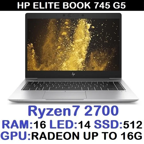لپ تاپ استوک وارداتی HP 745 G5 با پردازشگر RYZEN 7 رم16 گرافیک AMD 1G با LED 14