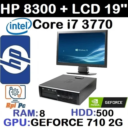 باندل کامپیوتر با مانیتوراستوک وارداتی HP 8300 با پردازشگر Core i7 نسل سوم رم8 هارد500 گرافیک GEFORCE 2G