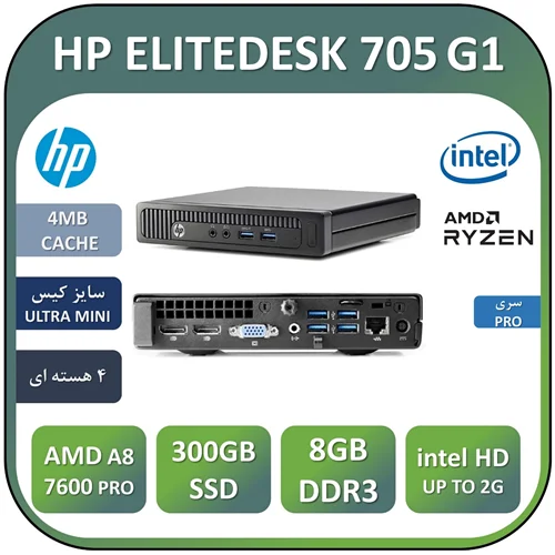 مینی کیس اچ پی استوک HP ELITEDESK 705 G1 با پردازنده A8 PRO 7600