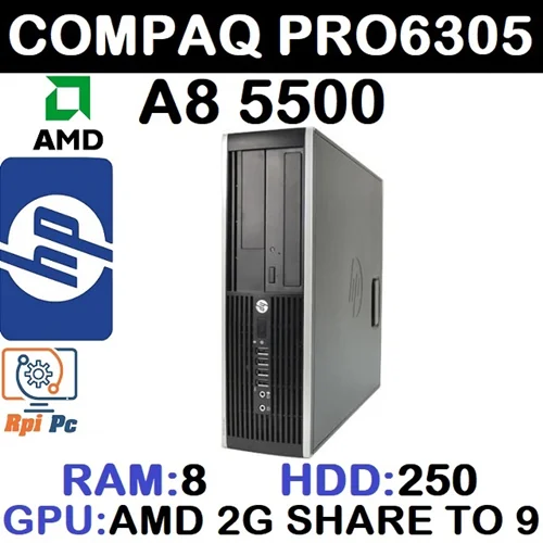کیس استوک وارداتی HP COMPAQ PRO 6305 با پردازشگر A8 5500 رم 8G DDR3 هارد250 گرافیک AMD 2G DDR3