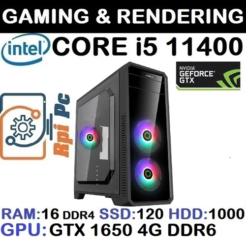 سیستم گیمینگ GAMING PC CORE i5 11400 | RAM 16 | GTX 1650