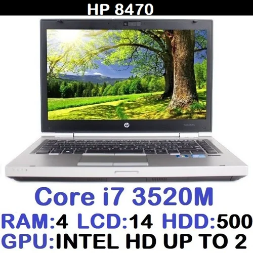 لپ تاپ استوک وارداتی HP 8470 با پردازشگر Core i7 3520M رم 8DDR3 هارد 500 گیگ با LED14