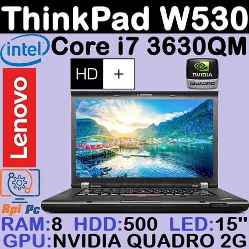 لپ‌تاپ استوک وارداتی Lenovo ThinkPad W530 با پردازشگر Core i7 نسل 3 رم8 هارد نمایشگر 15 گرافیک Quadro 2G