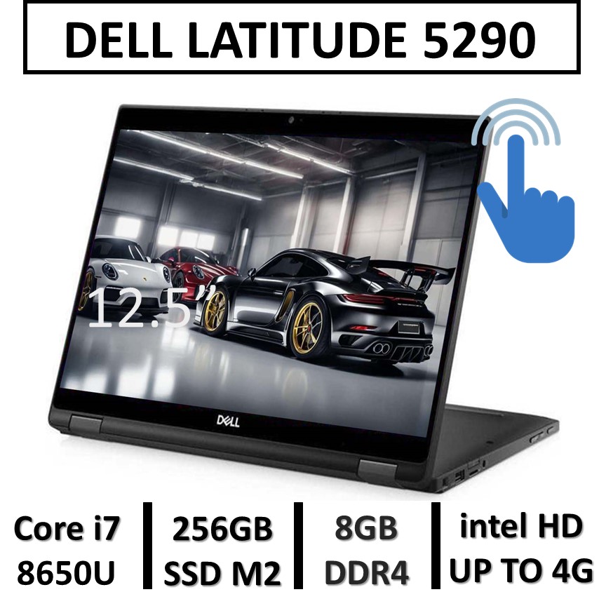 لپ تاپ چرخشی x360 لمسی دل5290 استوک نسل هشتمUSED LAPTOP DELL LATITUDE 5290 x360 TOUCH 2 IN 1/ CPU INTELCORE i7 8TH /RAM8/ SSD 256 M2 nvme