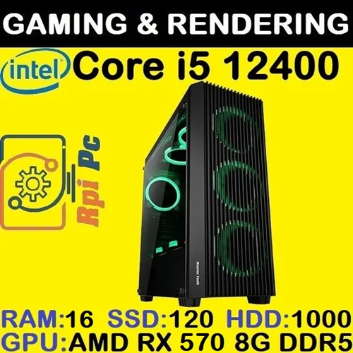 سیستم گیمینگ و رندرینگ حرفه ای   GAMING PC CORE i5 12400 | RAM 16 | RX 570 8G نسل 12