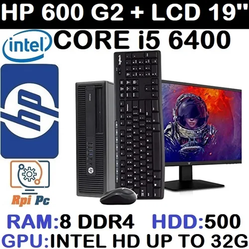 باندل کامپیوتر با مانیتوراستوک وارداتی HP 600 G2 با پردازشگر Core i5 نسل ششم رم 8 هارد 500 گرافیک اینتل مجتمع 32G