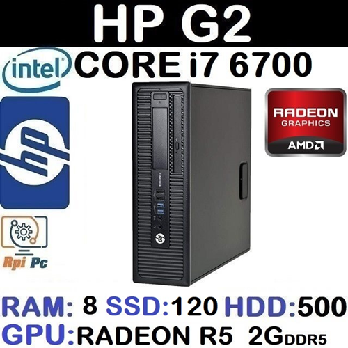 کیس استوک وارداتی HP EliteDesk G2 با پردازشگر Core i7 نسل 6 | رم 8DDR4 | هارد500G+120SSD | گرافیک 2G DDR5