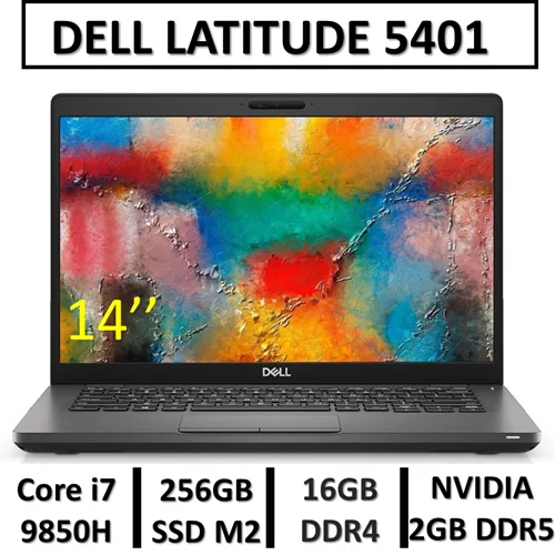 لپ تاپ استوک دل LAPTOP DELL LATITUDE 5401 | INTEL CORE i7-9850H | 16GB RAM DDR4 | 256GB SSD M2 | 14"FHD | GEFORCE 2G DDR5