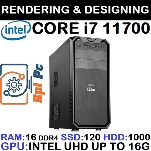 کیس آکبند اسمبل شده Rpi Pc با پردازشگر Core i7 نسل 11 رم16DDR4 هارد SSD120 + HDD1000 گرافیک اینتل مجتمع 16G