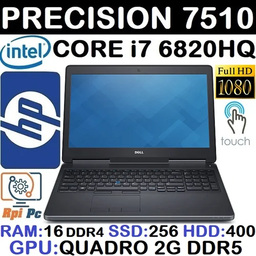 لپ تاپ استوک دل Dell Precision 7510 | Core i7-6820HQ | RAM 16 | SSD 256G + HDD 400G | Quadro 2G DDR5