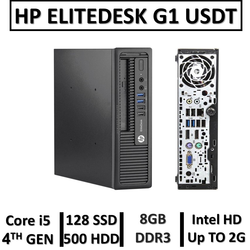 مینی کامپیوتر استوک اچ پی Core i5نسل چهارم USED MINI CASE  HP ELITE DESK G1 USDT/Core i5 4TH GEN/RAM8/SSD128 MSATA/HDD500