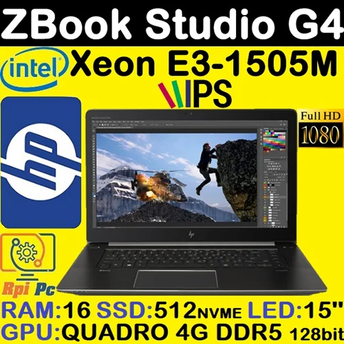 لپ تاپ استوک اچ پی زد بوکLAPTOP HP ZBOOK STUDIO G4 | XEON E3 1505M | RAM 16 | SSD 500 | QUADRO 4G
