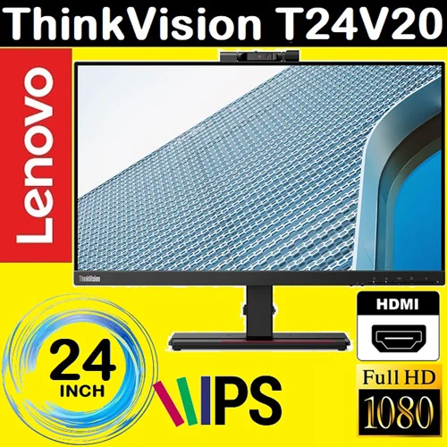 مانیتور استوک وارداتی 24 اینچ لنوو فریم لس LED Lenovo T24V-20 Full HD IPSمجهز به webcam ,speaker