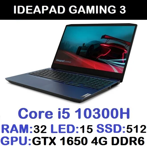 لپ تاپ استوک وارداتی گیمینگ  LENOVO IDEAPAD GAMING 3  با پردازشگر CORE i5 10300H رم32DDR4 هارد500NVME گرافیک GTX 1650 4G DDR6