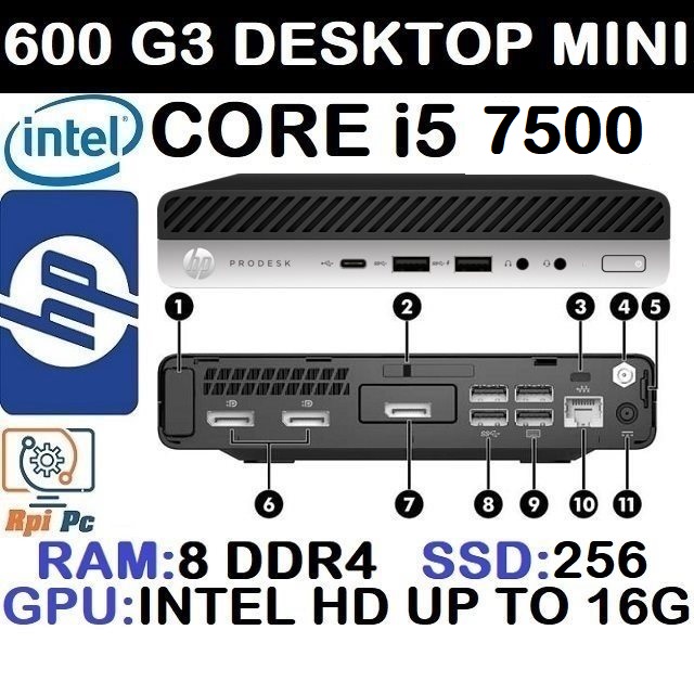 کیس استوک وارداتی7500 HP ULTRA MINI G3 Core i5 رم8DDR4 هارد SSD 256
