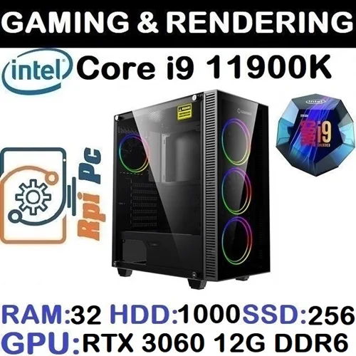 سیستم گیمینگ رندرینگ   GAMING PC CORE i9 11900K | RAM32 | RTX 3060
