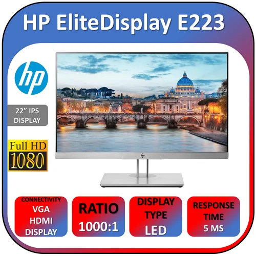مانیتور اچ پی استوک HP EliteDisplay E223 سایز 22 اینچ FRAMELESS