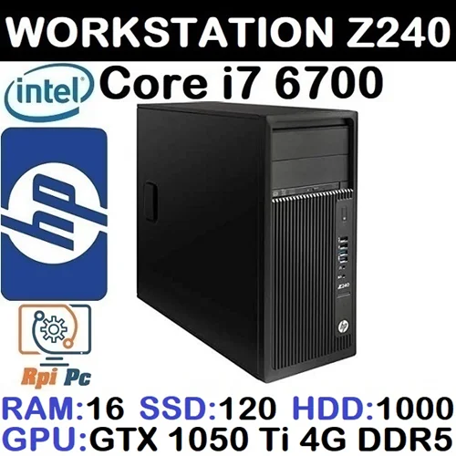 کیس استوک وارداتی HP WORKSTATION Z240 با پردازشگر Core i7 نسل 6 رم16 هارد120G SSD+1000G HDD گرافیک GTX 1050 Ti 4G DDR5