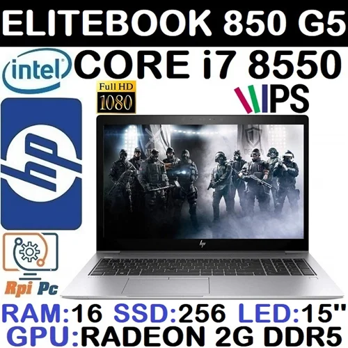 لپ تاپ استوک وارداتی HP ELITEBOOK 850 G5 با پردازشگر Core i7 نسل هشتم رم 16DDR4 گرافیک 2G DDR5 با LED 15