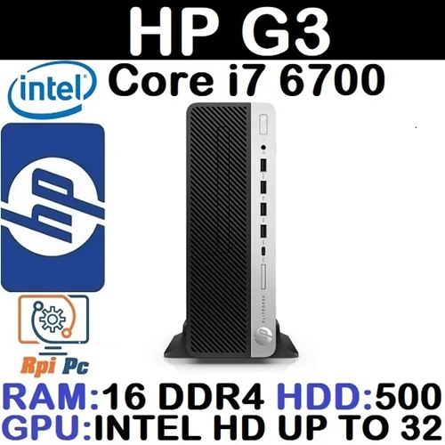 کیس استوک وارداتی HP EliteDesk G3 با پردازشگر Core i7 نسل 6 رم 16DDR4 هارد500 گرافیک اینتل مجتمع 32G