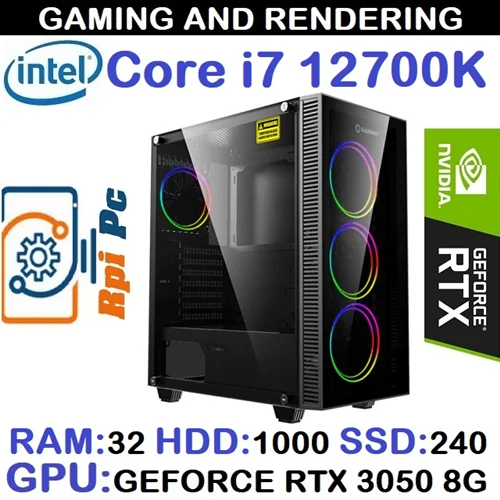 سیستم گیمینگ GAMING PC CORE i7 12700K | RAM 32 | RTX 3050