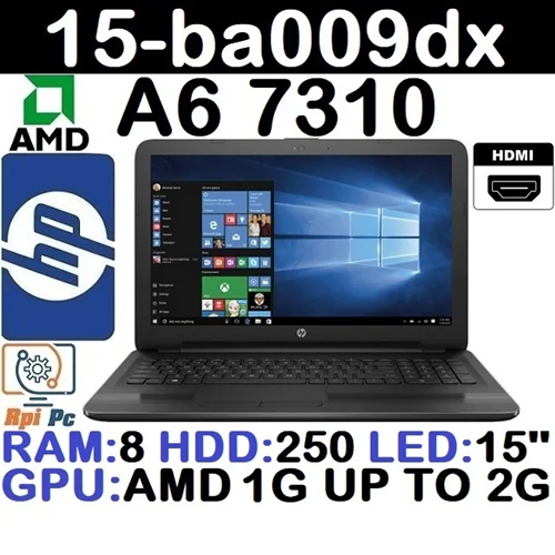 لپ تاپ استوک وارداتی HP 15 ba009sx با پردازشگر A6 7310 رم8 هارد250 گرافیک AMD R4 1G