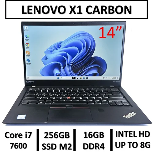 لپ تاپ استوک لنوو   LENOVO THINKPAD X1 CARBON GEN5  Core i7 7600U RAM16  SSD 256 M2