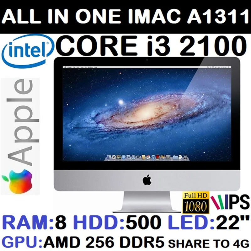 آیمک استوک وارداتی اپل 22اینچ FULL HD IPS مدل A1311باپردازشگرCore i3 نسل دوم رم8گرافیک AMD 6750    256DDR5