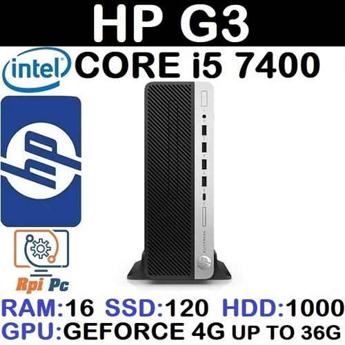 کیس استوک وارداتی HP EliteDesk G3 با پردازشگر Core i5 نسل7 رم 16DDR4 هارد 1000G + SSD 120G گرافیک GEFORCE 4G