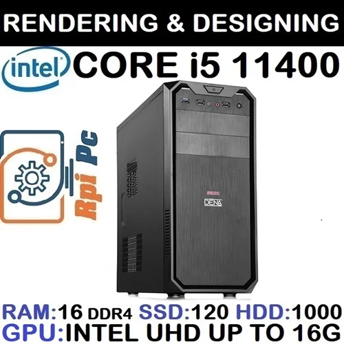 کیس آکبند اسمبل شده Rpi Pc با پردازشگر Core i5 نسل یازده رم16G DDR4 هاردSSD 120+HDD 1000 گرافیک اینتل مجتمع 16G