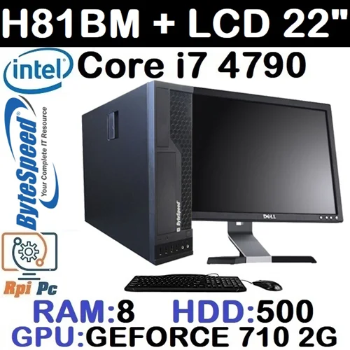 کامپیوتر کامل ByteSpeed با پردازشگر Core i7 نسل چهارم رم8 هارد500 گرافیک GEFORCE GT710 2G با مانیتور 22